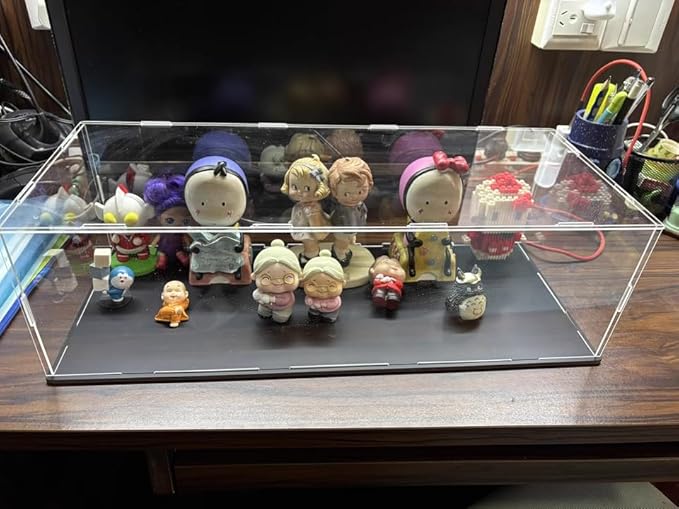 Clear Acrylic Display Case, Assemble Cube Display Box Stand with Black Base, Dustproof Protection Showcase for Collectibles Memorabilia Figurines (8*4*4inch;20*10*H10cm)