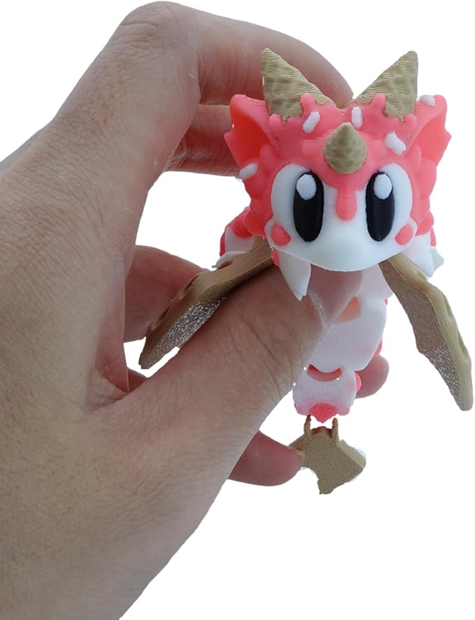 3D Printed Dragon Figurine, Decorative Collectible (Pink 3 Dragons and 1 Egg)