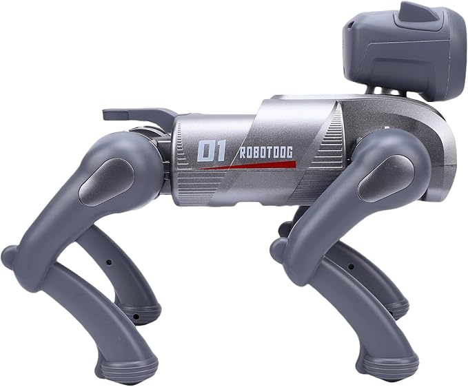 Drfeify AI Robot Dog, Programmable Interactive Robotic Pet with Voice Control, 2.4G Remote, App Control, Multiple Actions, for Kids Adults Coding Entertainment (Gray)
