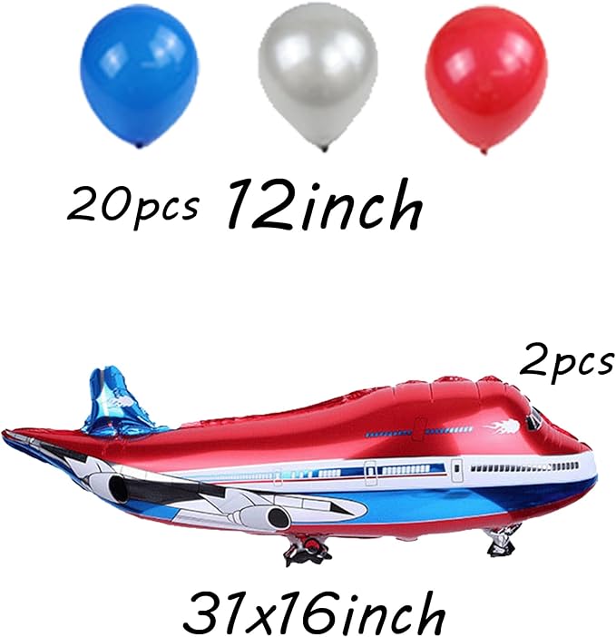 31inch Large Airplane Blue Party Decoration Airplane Balloon Birthday Party Supplies (Red Airplane set)