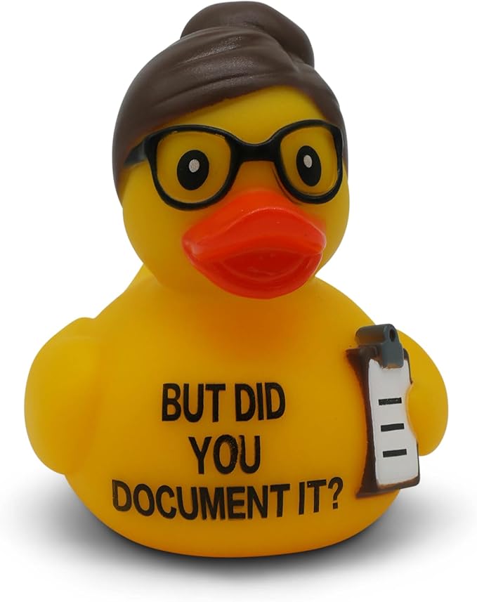 Funny Rubber Duck – Hilarious Decorative Duck for Bathroom, Desk, or Gag Gift – Quirky Collectible with Sarcastic Quote – Great Gift for Adults, Coworkers, or Friends-Document It