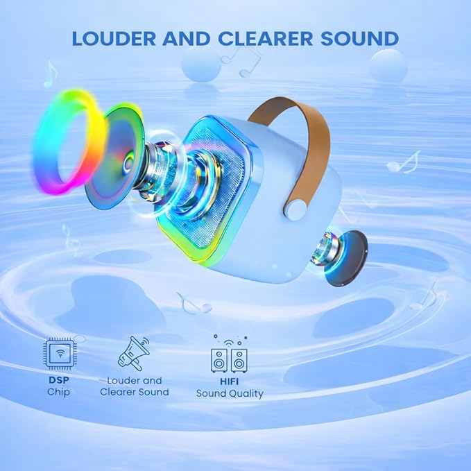 Karaoke Machine for Kids, Portable Bluetooth Speaker with 2 Wireless Microphones, Christmas Birthday Gift Toy Ideas for Boys and Girls Ages 4, 5, 6, 7, 8, 9, 10, 12+ Years Old (Blue)