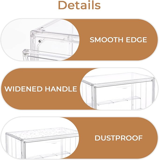 Clear Acrylic Display Case for Collectibles 3 Layer Adjustable Figure Display Box with 2 Movable Plates, Stackable Figurine Display Shelf with Magnetic Door for Action Figures, Funko (AY03-XLarge-2)