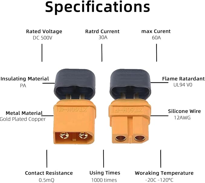 10Pair XT60H (XT60 Uograde) Male Female Bullet Connectors Plugs for RC Lipo Battery Rc Drone Airplane Accessories XT60 Connectors Plugs