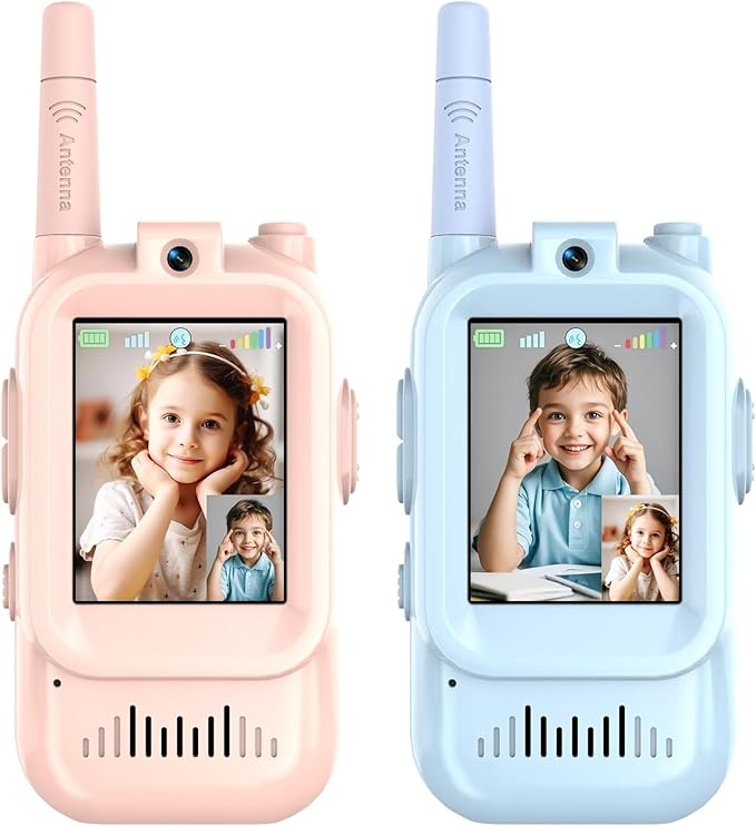 Video Walkie Talkies for Kids, 2 Pack Long Range Walkie Talkies with Camera & Voice Changer for Boys Girls Ages 3-12, Ideal for Family Games, Outside, Camping, Hiking,Christmas Birthday Gifts