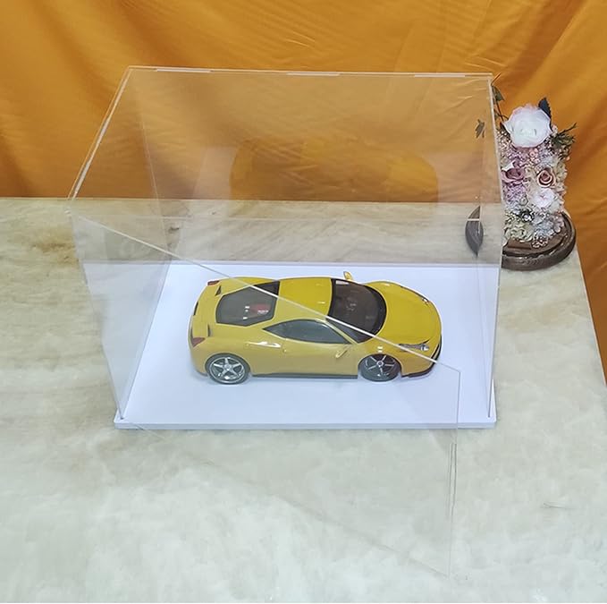 MECC Openable Clear Acrylic Display Case-Assemble Countertop Box with white Base for Display-Clear Display Box,Dustproof Protection Showcase for Figures Toys Collectibles (8x4x6inch/20x10x15cm)