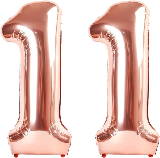 40 Inch Rose Gold Balloon Number 11 Balloon,Jumbo Mylar Foil Helium Balloon for 11 Digital Balloons for Birthday Party,Wedding Anniversary Party Decorations