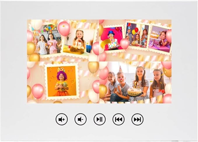 Custom Slideshow Birthday Card for Girls – Upload Photos – Personal Video Gift for Kids – 7” LCD Digital Screen, 4GB, Rechargeable, Full Color Video Album