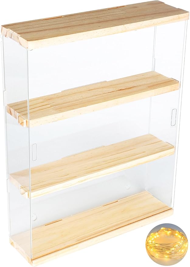 DuvinDD Acrylic Display Case Clear Figure Display Case Lego Display Shelves with Sliding Door, Wall Mounted Dustproof Trinket Shelf for Miniature Hot Wheels for Home Bedroom Decor(11.8x3.3x14.8inch)