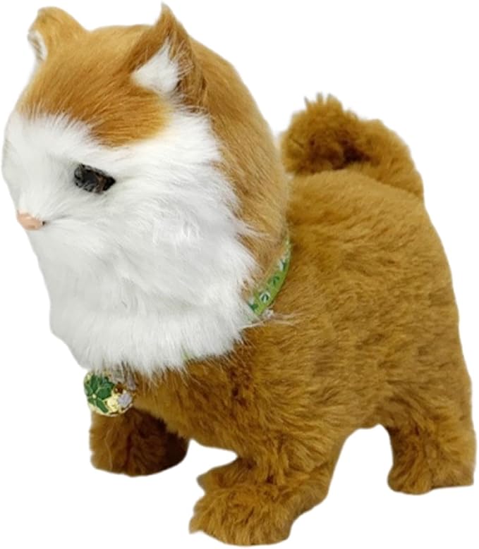 Electronic Walking Cat Toy, Robotic Pet, Vivid, Realistic, with Moving Tail, and, for Children, Gold
