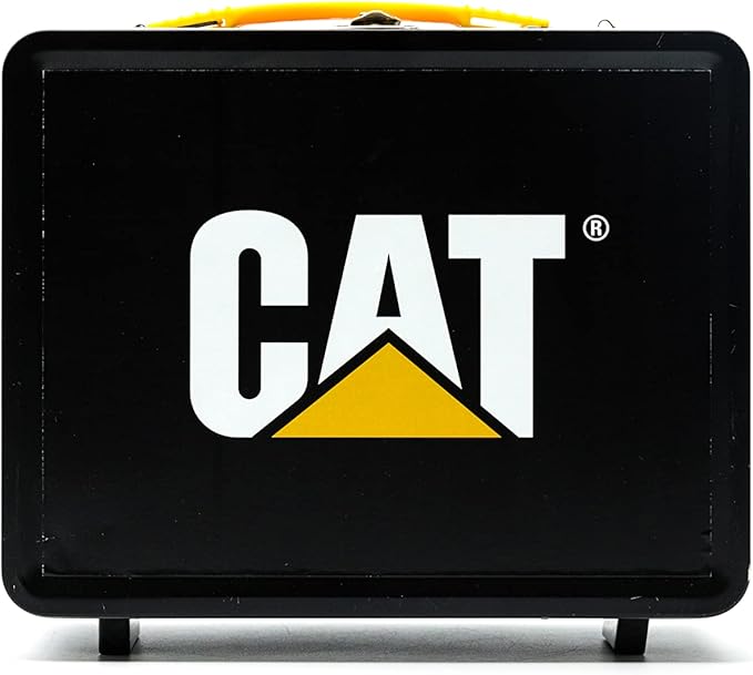 CAT Construction Toys, Store N Go Playset - Tin Travel Case Transforms into Multi-Level Worksite, Includes 2 Little Machines Vehicles & 10 + Accessories, Portable STEM Toy for Kids Ages 3 +