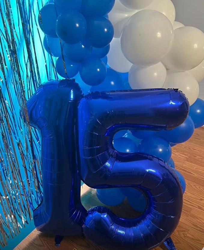Night Blue 40 Inch Large Number 5 Birthday Balloon, 2025 Five 5th 15 25 35 50 55 Birthday Celebration Decorations, Night Blue Foil 5 Mylar Helium Balloons Girl Boy Anniversary Party Supplies
