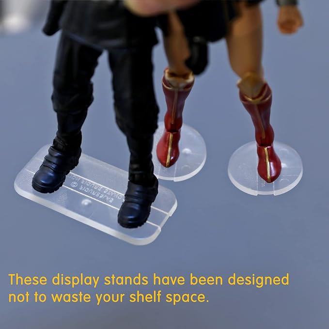 56PCS Action Figure Stand Bases, Assembly Display Holder Accessories, Fit for Most 6inch Figures, Transparent/ Mix Square & Round Shape