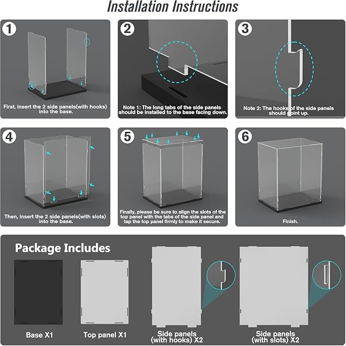 Nynelly Acrylic Display Case for Collectibles - Clear Acrylic Boxes for Lego 75954, 76989 - Thick Base Assemble Dustproof Countertop Showcase, 13.8x9.8x15.7 inch