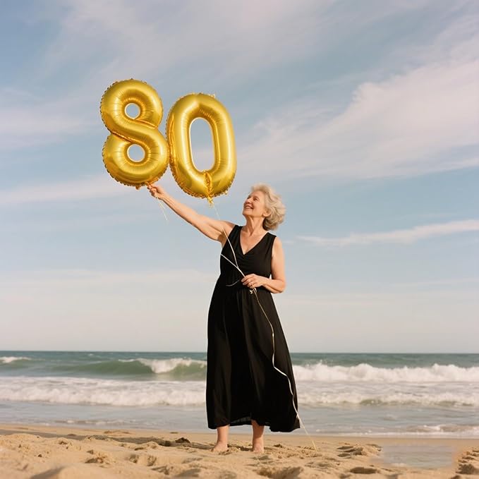 40 Inch Gold Balloon Number 80 Balloon,Jumbo Mylar Foil Helium Balloon for 80 Birthday Digital Balloons for Birthday Party,Wedding Anniversary Party Decorations