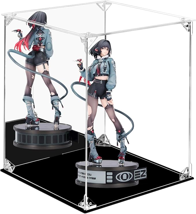 Acrylic Display Case Clear Action Figure Display Case with Mirrored Back, Dustproof Protection Display Box Alternative Glass Case for Collectibles Figures Models Doll Toys (10x10x12 inch; 25x25x30cm)