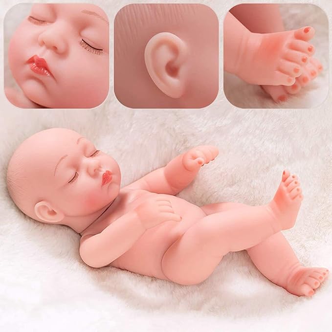10 Inch Newborn Reborn Baby Doll and Clothes Set Washable Realistic Soft Silicone Sleeping Baby Doll with Beautiful Flower Pattern Jumpsuit and Hat-Best Gift for Kids Girls