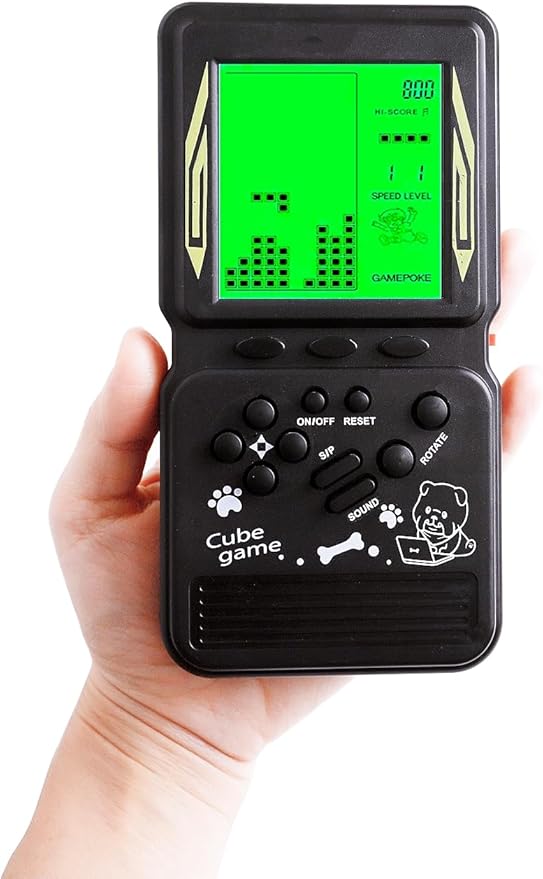 Retro Brick Game Console Large Screen with Green Backlight Built-in 23 Multi-Mode Block Games Classic Nostalgia Speed and Difficulty Adjustable Powered by 2 AA Batteries (Black)