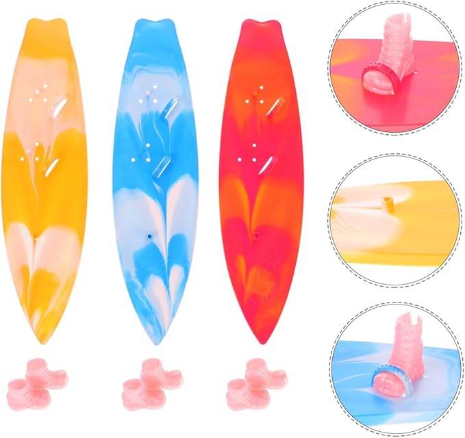 Milisten Mini Surfboard Model 8.85In Plastic Doll Accessories for Pool Party Decorations Summer Beach Birthday Cupcake Toppers