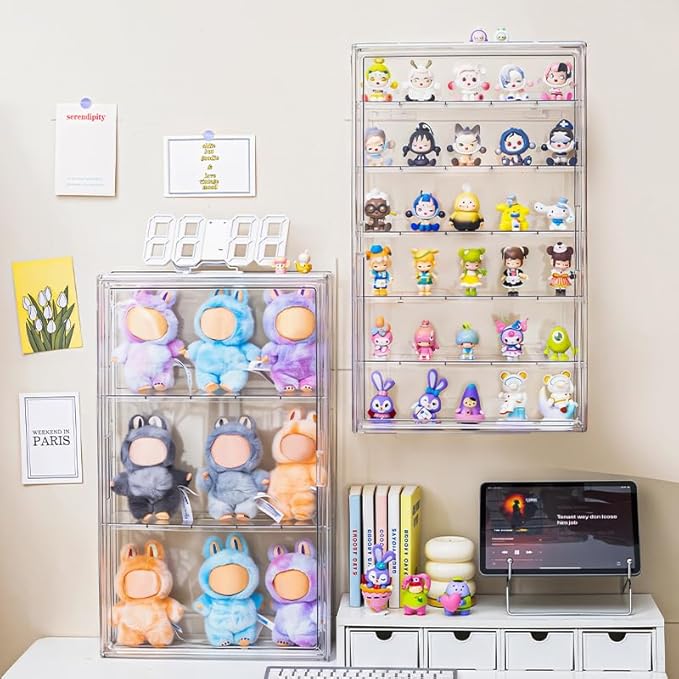 6 Tiers Extra Large Clear Display Case for Figures, Acrylic Storage Organizers Box with Magnetic Door, Wall-Mounted Dustproof Showcase for Collectibles Action Figure
