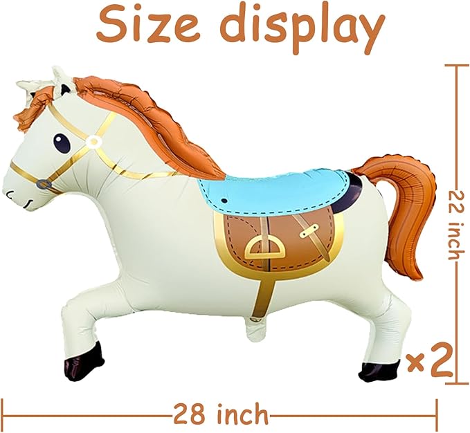 3D Giant Beige Horse Balloons,Nude Galloping Horse Shaped Aluminum Foil Animal Balloons for Horse Themed Party Western Cowboy Birthday Baby Shower Decorations 28 * 22"（Cream White 2Pcs）