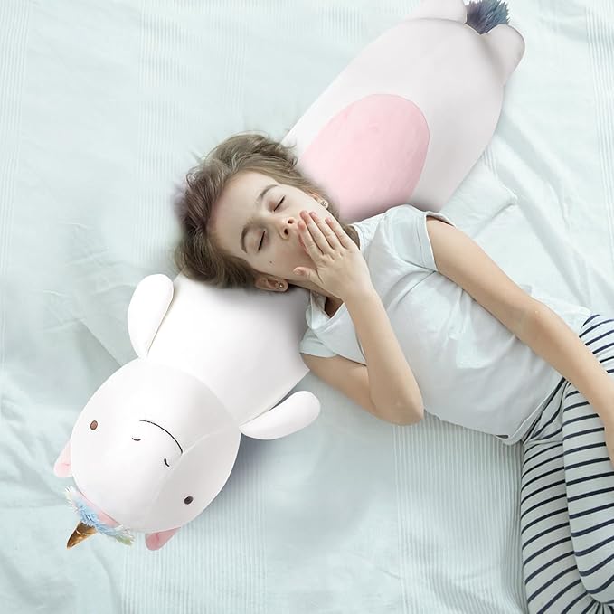 44” Long Unicorn Plush Body Pillow, Giant Cute Colorful Unicorn Stuffed Animals, Large Unicorn Squishy Soft Big Plushies Toy, Gifts for Kids Girls and Boys, Birthdays ﻿
