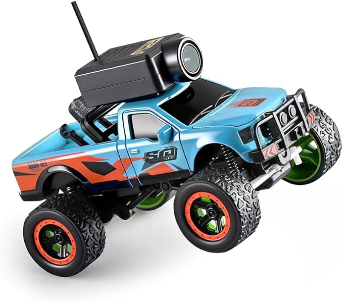 WL 1/64 FPV RC Car with Camera, APP Auto-Pairing Mini RC Truck with Remote Controller + Display Screen, 3-Speed Modes Gyroscope Remote Control Off-Road Truck for Adults