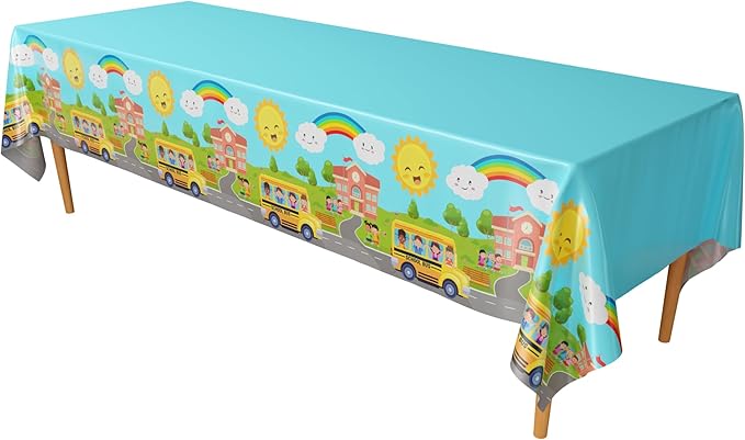 School Bus Deluxe Party Supplies Pack (122 Pieces for 16 Guests) - School Bus Party Supplies, School Bus Birthday Plates and Napkins, School Graduation Decorations, Transportation Party, Blue Orchards