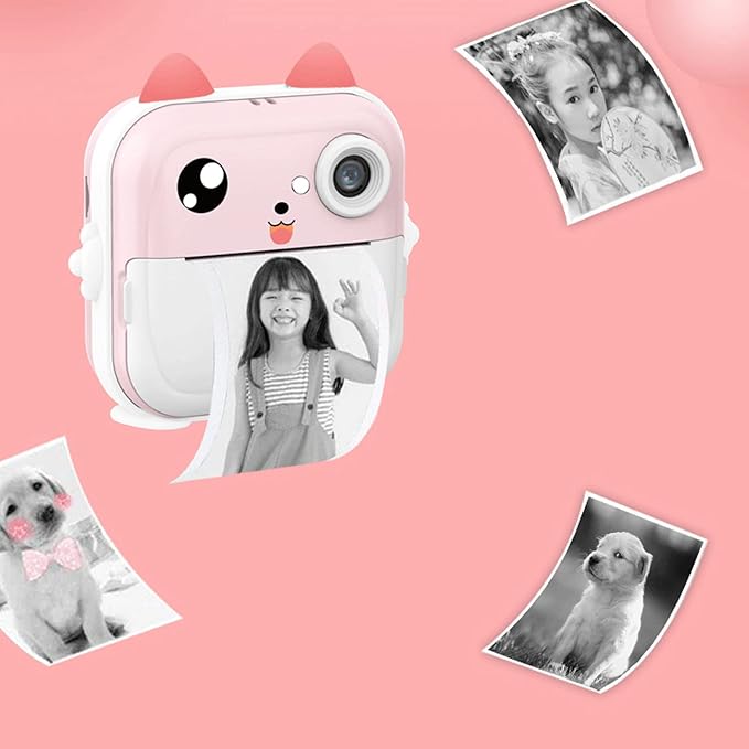 Digital Print Camera for Kids, 1080P Instant Camera for Children, Kids Camcorder Toddler Camera with Print Paper, Support Automatic Focus (Pink)