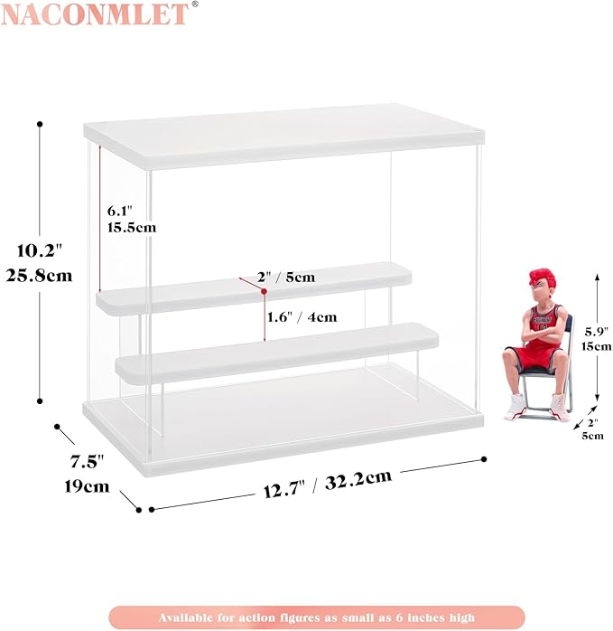 Clear Acrylic Display Case for Action Figure- Funko Pop Dustproof Showcase with Colorful Lighting, Multiple Layers for Collectibles(3 Tier-W*D*H-12.6"x7.5"x10.2"inches)