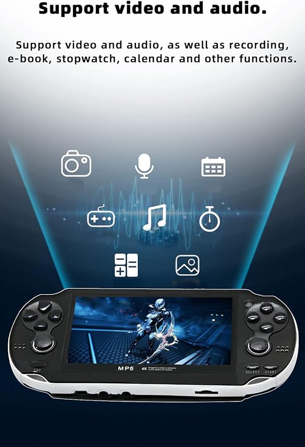CZT Handheld Game Console 4.3 inch Double Joystick 8GB Build in 2200 Retro Game Video Game Console Arcade Multiple Emulator Mini Portable Game Player MP3/4 TV Out Gifts for Children/Men(Black)