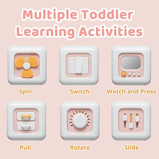 Busy Cube, Toys for 1 Year Old Girl Gifts, Montessori for Baby Girl, Travel Sensory Toys for Toddlers 1-3, Learning Fine Motor Skills| 1st Birthday Girl Gifts 12 Months Easter Basket Stuffers