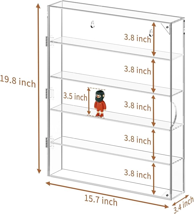 NIUBEE Acrylic Display Case for Figures: Dustproof Clear Wall Mounted or Desktop Mini Figure Display Case for Popmart, Sonny Angel, Collectibles, Rock, Crystals, Lego, Amiibo, Blind Box
