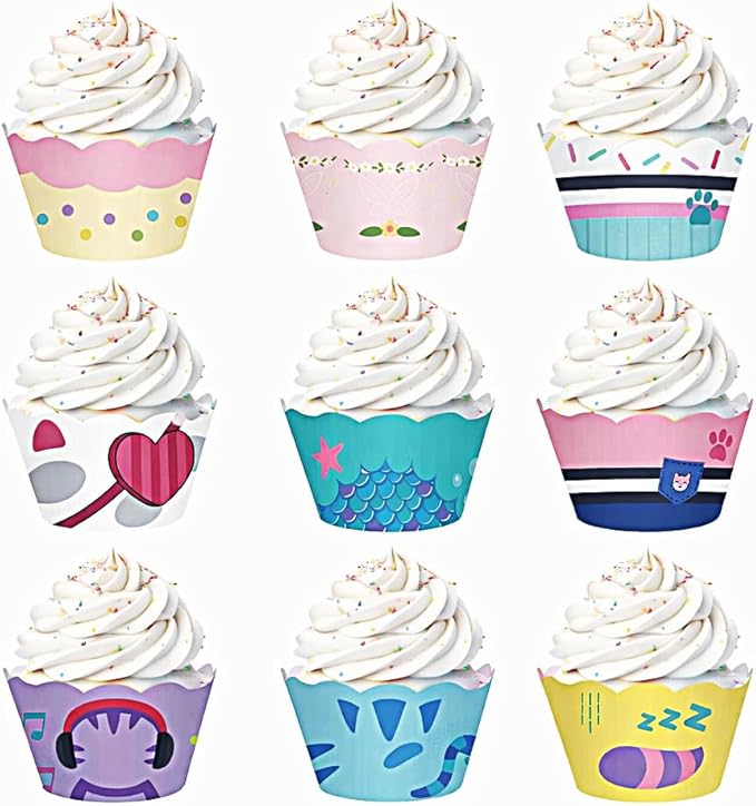 Cat Dollhouse 36pcs Cupcake Wrappers, Cupcake Liners for Cat House Theme Birthday Party Supplies Baby Shower Decorations