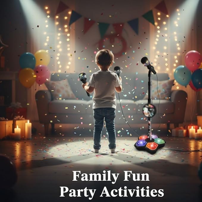 2026 New The All in One Microphone Toy, Star Microphone with Stand, Adjustable Height Kids Karaoke Microphones with Music&Light, Gift for Christmas and Birthday Girls and Boys (Pink)