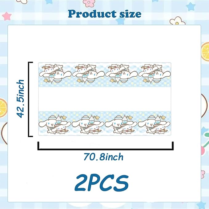 2Pack Cinnamoroll Tablecloth Disposable Tablecloth Birthday Party Supplies and Decorations for Kid Boy Baby Shower Rectangle Tables 70"X42"