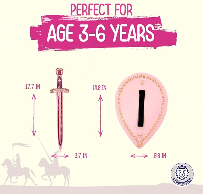 Liontouch - Queen Rosa Toy Set for Girls - 3-6 Years | Pink Foam Sword & Shield for Pretend Play for Toddlers in Glittering Medieval Style | Safe & Durable Accessories for Royal Dress Up & Costumes