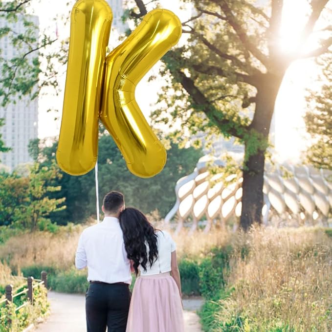 TONIFUL 40 Inch Large Gold Letter K Balloons, Foil Mylar Big Balloons for Birthday Party Anniversary Supplies Decorations