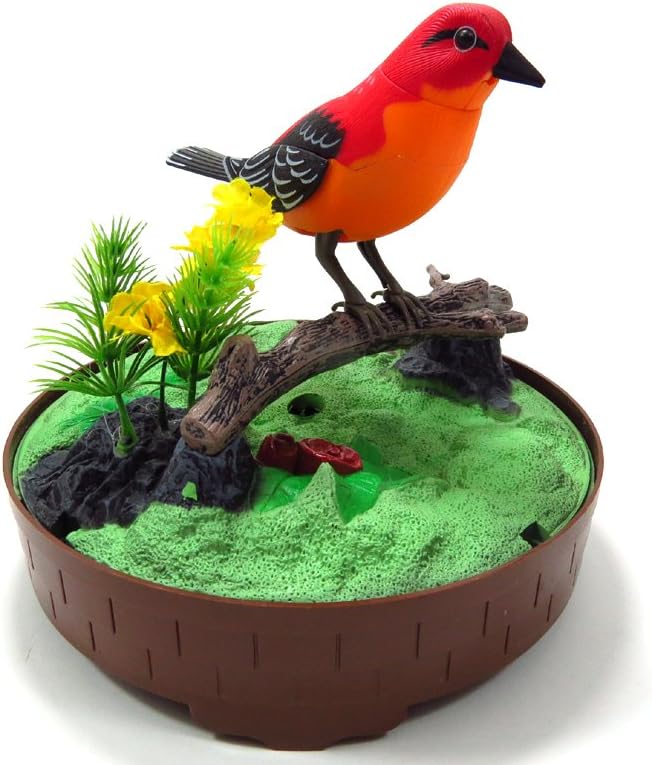 & Trading BC507B Singing & Chirping Bird in Cage - Realistic Sounds & Movements Red