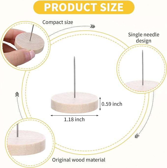 12 Pcs Single Steel Needle Crochet Doll Stand, Wooden Knitted Doll Holder for Displaying Mini Crochet Toys, Perfect Base for Emotional Support Toy, Action Figures, Collectibles