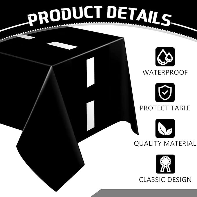 Irenare 6 Sheets Car Birthday Party Supplies Racing Party Decorations Road Tablecloth Racetrack Table Runner Table Covers for Car Theme Birthday, 54 x 108 Inch, Black