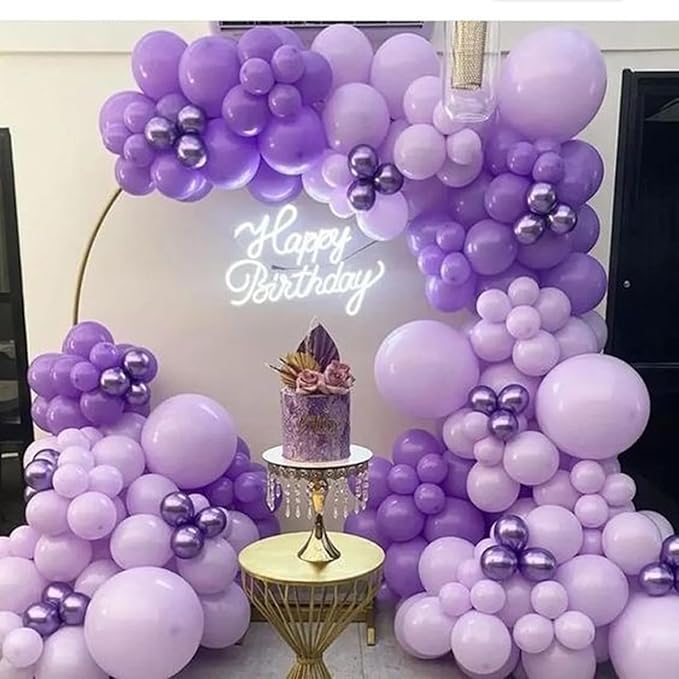 Biapian Purple Party Balloons Set, 12inch Lavender Balloon Pastel Purple-Lilac Ballons Metallic Confetti Purple Balloons For Girls Birthday Baby Shower Bridal Wedding Party Decorations