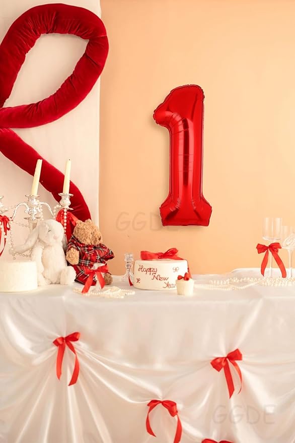 40 Inch 1 Red Number Balloons Mylar Foil Helium Digital Balloons Baby Shower 1st Birthday Party Decor Supplies