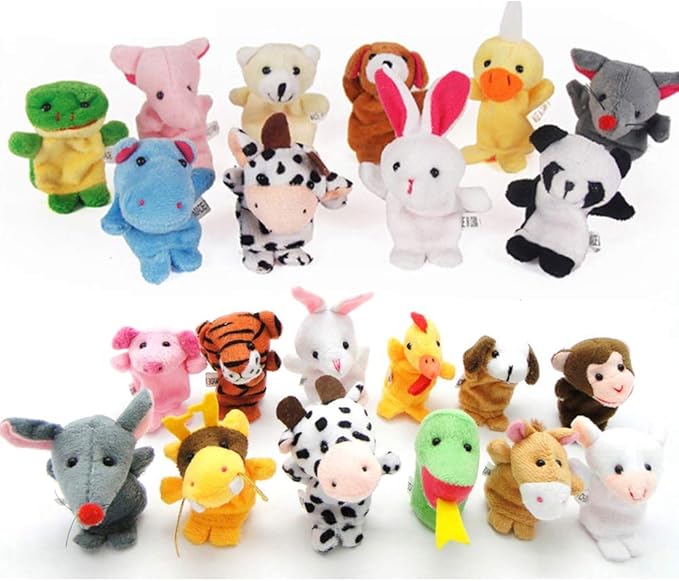 22 pcs Plush Animals Finger Puppet Toys - Mini Plush Figures Toy Assortment for Kids, Soft Hands Finger Puppets Game for Autistic Children, Great Family Parents Talking Story Set