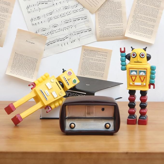 Toyvian Vintage Robot Model Ornaments Retro Robot Decorative Figure for Home D Cor Compact Resin Desk Decoration Unique Gift for Kids and Adults