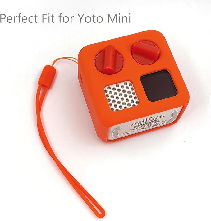 Hard Carrying Case and Silicone Cover for Yoto Mini, Protective Travel Carrier for Kids and Adventure Jacket with Card Pouch 3 in 1 Accessories Set for Yoto Mini Player, Orange
