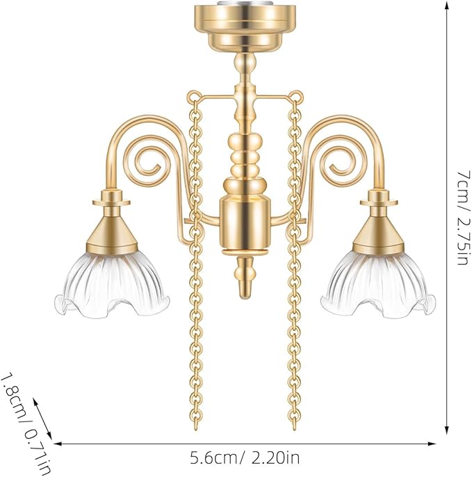 NUOBESTY Dollhouse Ceiling Lamp, 1pc Dollhouse Hanging Lights Led Miniature Doll House Light Battery Operated for DIY Doll House Furniture Accessories