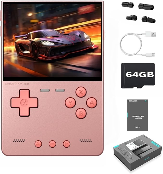 Trimui Brick Hammer Metal Body Handheld Game Console Retro Gaming Handheld 3000mah Battery Allwinner A133p 3.2" IPS RGB Lighting Vibration Pink