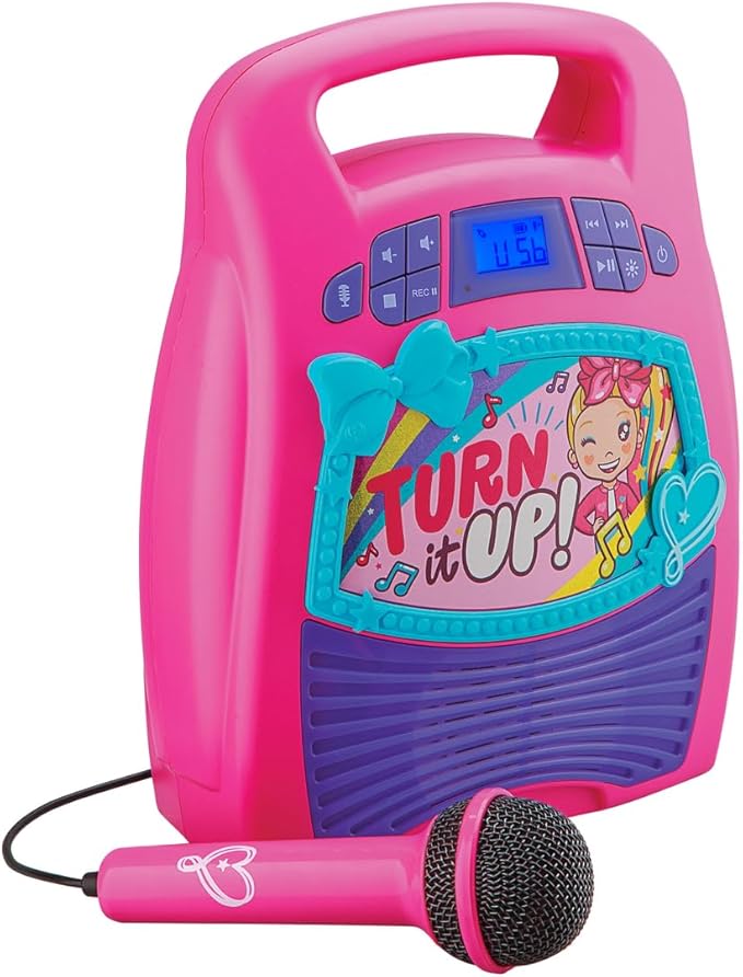 ekids JoJo Siwa Bluetooth Karaoke Machine, Portable Bluetooth Party Speaker with Microphone for Kids, Speaker with USB Port to Play Music