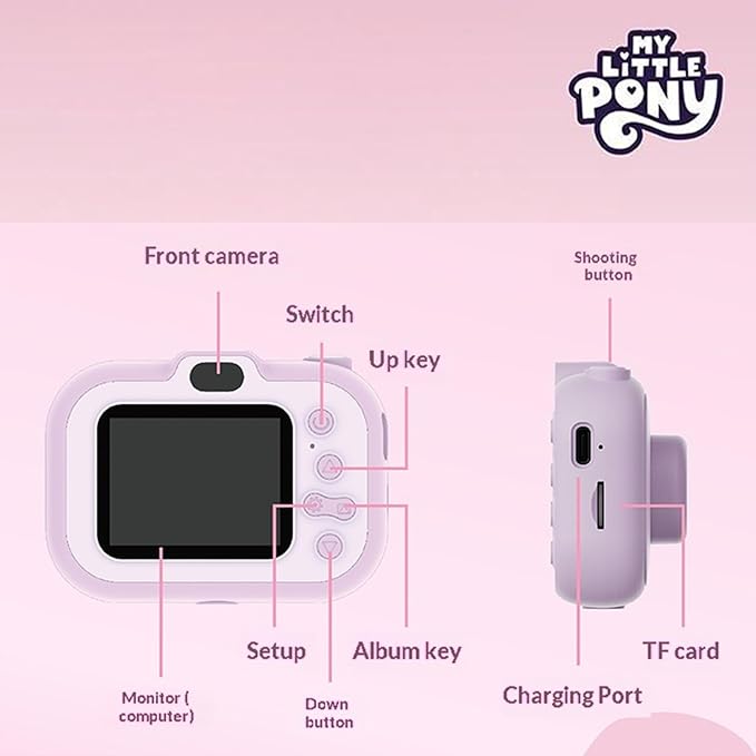 My Little Pony Princess Series Children's Cameras，Digital Point & Shoot Cameras with Bracket, Christmas Birthday Gifts Girls Boys Age 3-12, Kid's Camera with SD Card，Princess Cadance